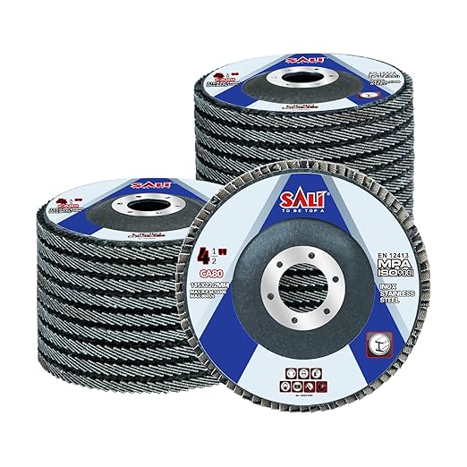Sali 24 Pack Flap Disc 80 Grit 4.5" x 7/8-Inch Sanding Disc Bevel Type #29 Premium and Industrial Grade Angle Grinder Grinding Wheel High Performance Edge Grinding