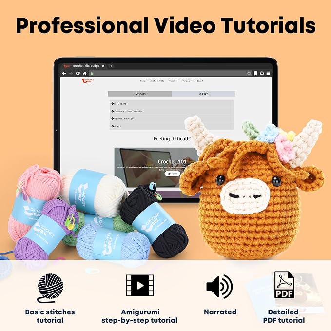 Crochet Kit for Beginners: Highland Cow Crochet Kit, Include Easy Knitting Soft - Image 4