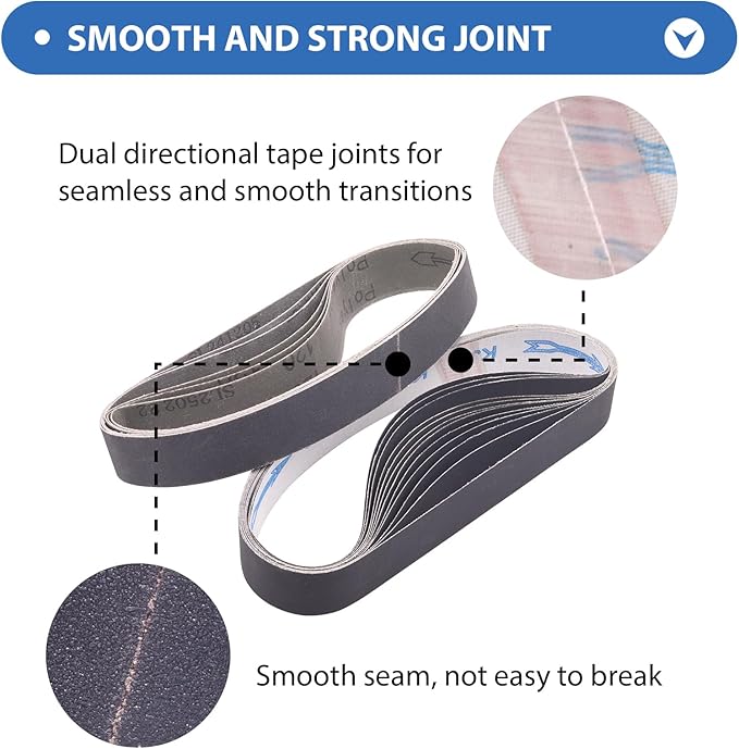 18 Pack 1-1/8 x 21 Inch Sanding Belts, 3 Each of 120 240 400 600 800 1000 Grits Sander Belts for Makita Sander, 1-1/8-Inch x 21-Inch Abrasive Silicon Carbide Sander Belts