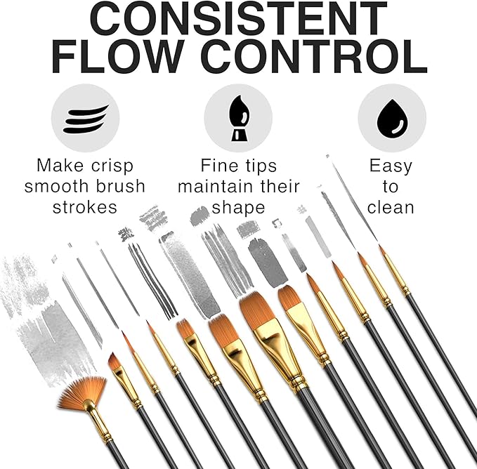 Professional Artist Paint Brush Set of 12 - Image 2