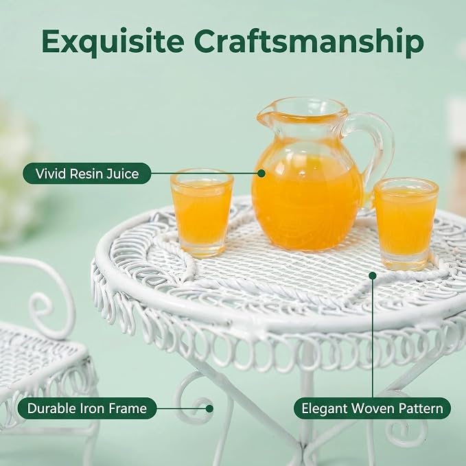 6 PCS Miniature Vintage Bistro Table & Chairs - Image 8