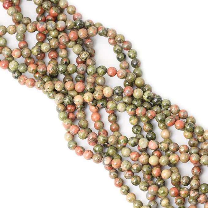 60PCS 6mm Natural Unakite Gemstone Round Loose Beads - Image 4