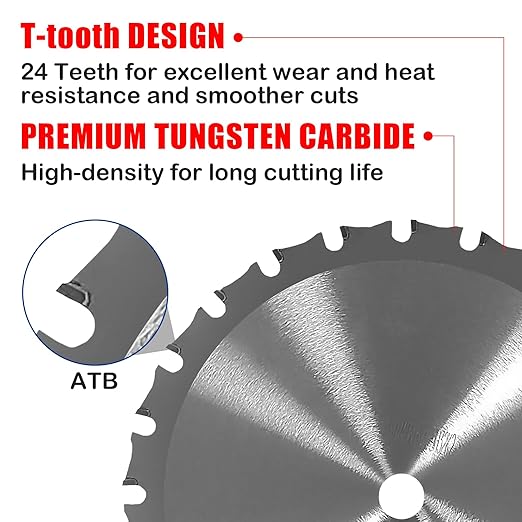6-1/2" Circular Saw Blade, TCT Metal Cutting Saw Blades with 24T & 5/8" Arbor, Professional for Iron Steel Aluminum Stainless Steel Ferrous Metals