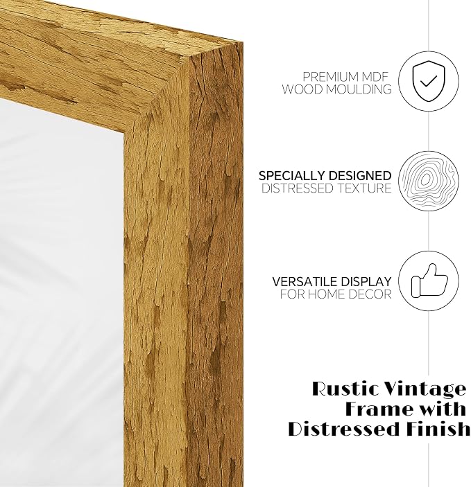 puthiac 5x7 Rustic Farmhouse Picture Frame, Natural Pine, 1 Pack | Distressed - Image 3