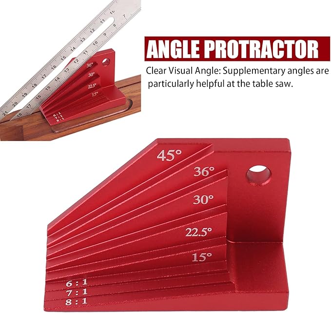 Multi-Angle Bevel Gauge Block, Universal Miter Angle Finder with 15°-45°Miter Angles, Woodworking Measuring Tool for Router and Carpentry Projects