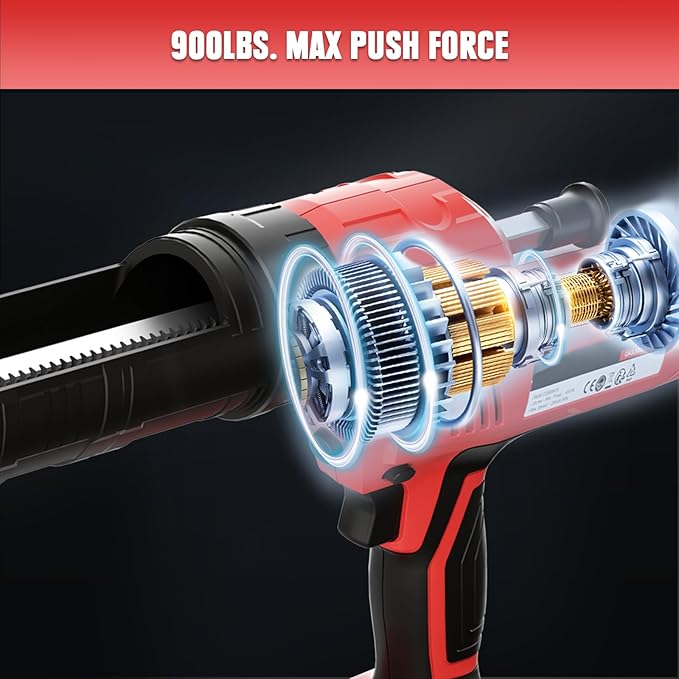 Cordless Caulking Gun 10oz Compatible with Milwaukee 18V Battery, Electric Caulk And Adhesive Gun with 5 Speed, Anti-Drip, Auto Retract, LED Light for Filling, Sealing(Tool Only)