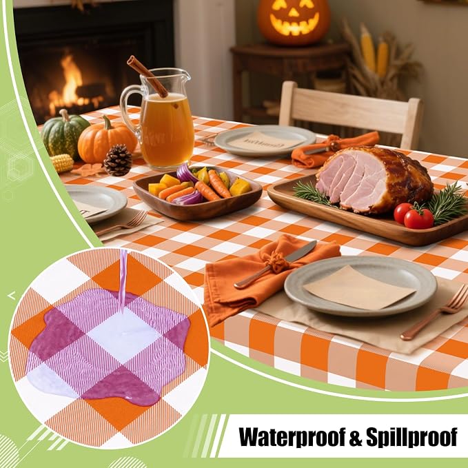 Smiry Rectangle Table Cloth, Waterproof Vinyl Tablecloths - Image 2