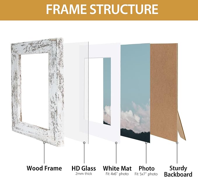 Califortree Rustic White 5x7 Picture Frame - Image 4