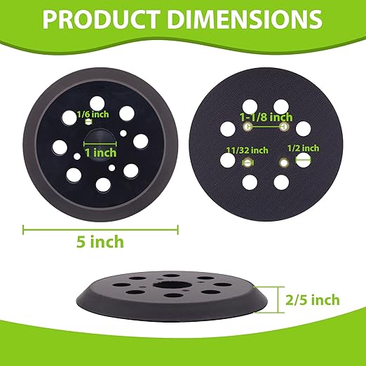 5-Inch Sander Replacement Pad, Hook and Loop Sanding Pad Compatible with Ryobi RS290, RS241, RS280, RS281VS, P411 Random Orbit Sander, 2-Pack