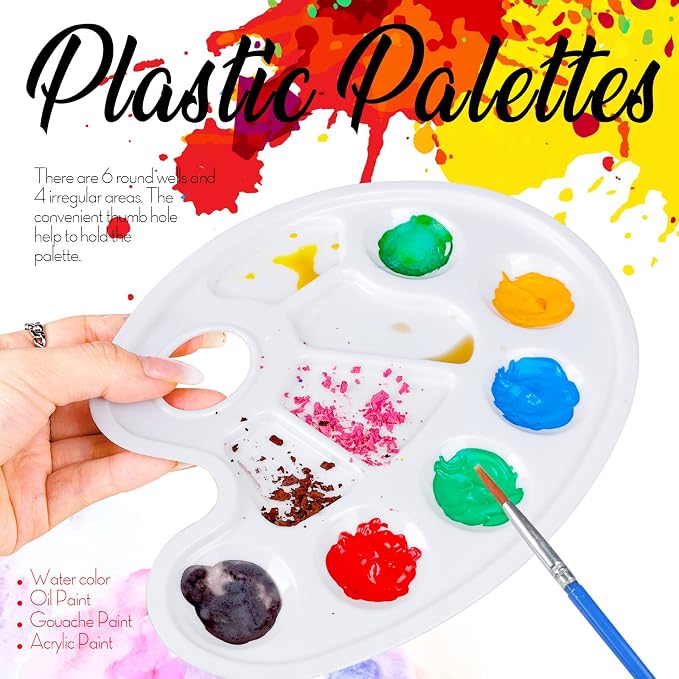 FANDAMEI 20 PCS Oval Paint Tray Palettes, Plastic Paint Tray Palette, Paint - Image 3