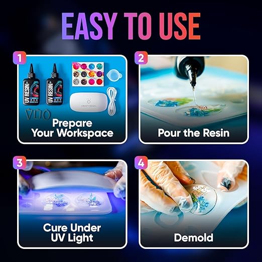 CRAFT RESIN 1000g UV Resin Kit Hard Type Low Viscosity – Crystal Clear and - Image 4