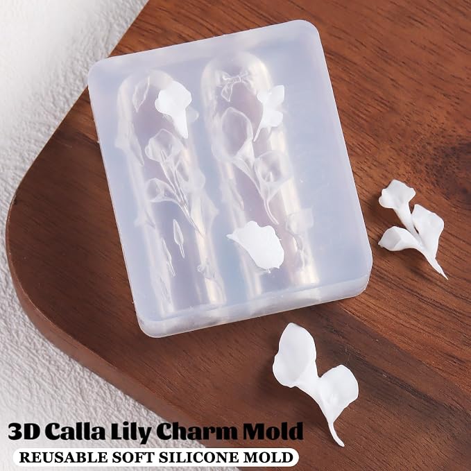 Fcozpjk 3D Flower Molds for Nails, Calla Lily Flowers Nail Charm Molds - Image 2