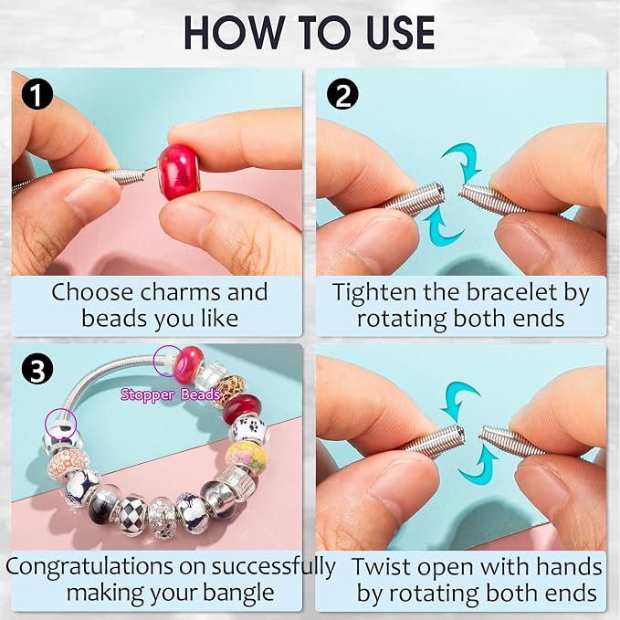 ZYEHXED 20 Pieces Snake Charm Bracelet, 4mm Expandable Charm Bangle Bracelets - Image 6