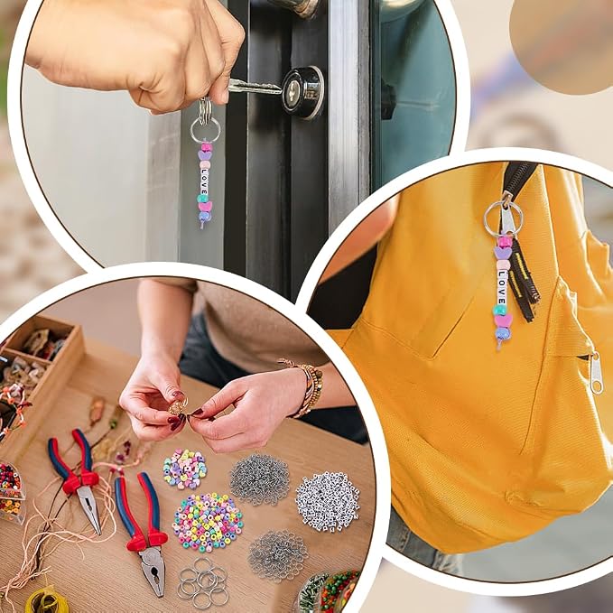 CRAFTYMELODY 606Pcs DIY Keychain Making Crafts Kits Beaded Keychain Making Kit - Image 4