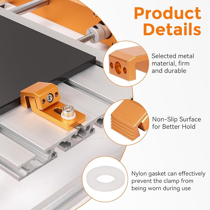 Aluminum Tiger Claw – Compatible with 3018 Pro Max/3018 Pro Ultra CNC Machine, T-Track & Perforated Worktables – Ideal for Secure CNC Machining, Low Profile Side Clamps for CNC Router