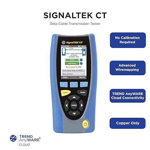 TREND Networks | R156006 | SignalTEK CT with Touchscreen | Network Transmission & Ethernet Tester Kit | Troubleshoot Data Cabling & Network Issues | Built-in PDF Reporting
