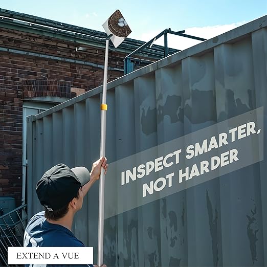 Inspection Mirror Telescoping Pole, Lightweight & Durable, 4 ft - 8 ft Pole, 6 x 6 inch Acrylic Mirror