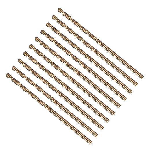Drill Bit, #46 Cutting Diameter, 4341 HSS Gold Finish 118° Cutting Angle Number Jobber Bits - (Applications: for Drilling Soft Metal Plastic Wood), 10-Pieces