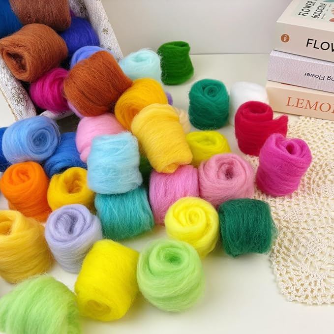 IcosaMro Needle Felting Kit 48 Color Wool Roving - Image 6