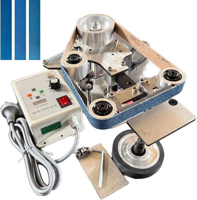 Belt Sander, 30 x 1-Inch VariableVariable Speed Belt Polisher with VFD, 110V 550W Electric Grinding Machine with 2 Grinding Moulds & 3 PCS Sanding Belts for Metalworking, Knife Making