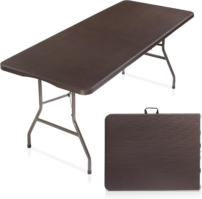 VINGLI 6 Foot Plastic Folding Table Portable Long Table by VINGLI
