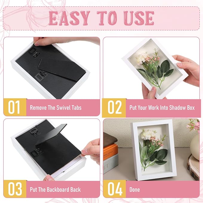 8 Pcs Shadow Box Frame, 4 x 6 Inch 3D Shadow Boxes Display Cases 1.2in Depth - Image 4