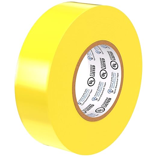 OHLECTRIC Professional Grade Vinyl Electrical Tape (1 Pack) Yellow - 7 Mil Thick Flame-Retardant, Heat & Weather Resistant 3/4 Inch x 60 Feet | Ideal for Contractors & Electricians