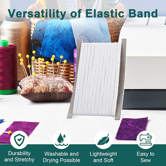 Airisoer 1/4 Inch Elastic Band for Sewing, 32 Yard High Elasticity Sewing - Image 5