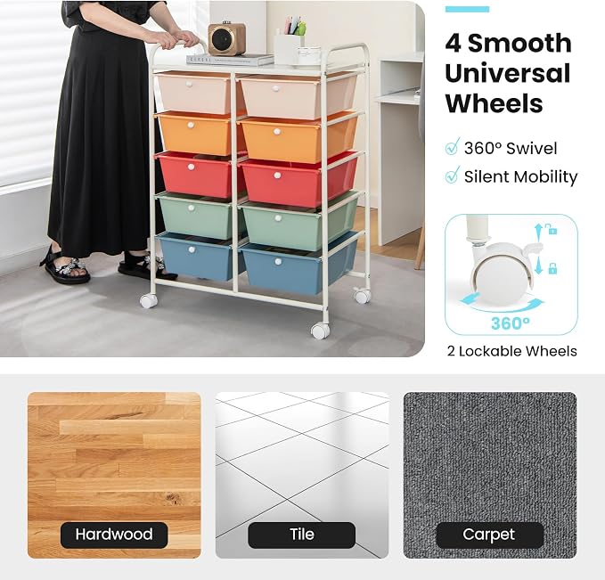BECOMFORT 10-Drawer Rolling Cart - Image 5