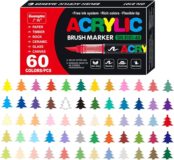 Acrylic Paint Markers Pens, 60 Vivid Colors Acrylic Markers Set, Direct Liquid - Image 3