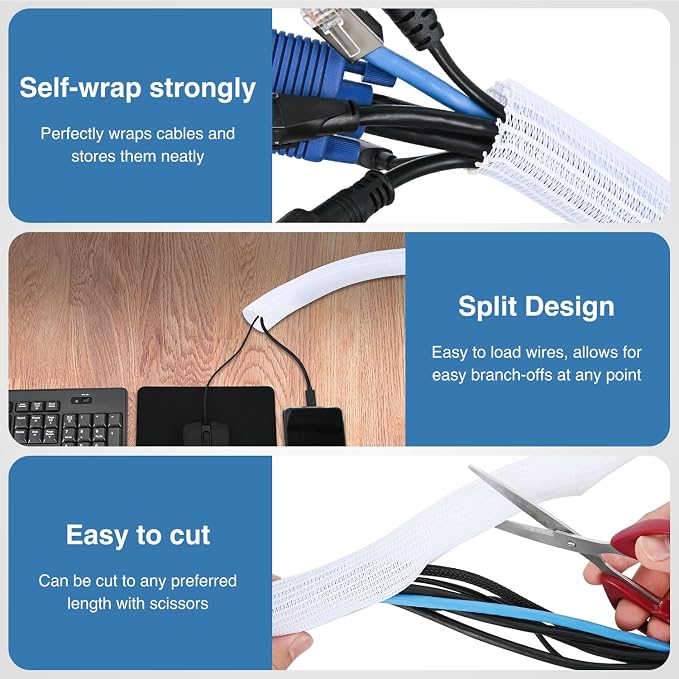 Nilight Cable Sleeve, 25ft-1inch Cord Management Sleeves, Braided Sleeving - Image 3