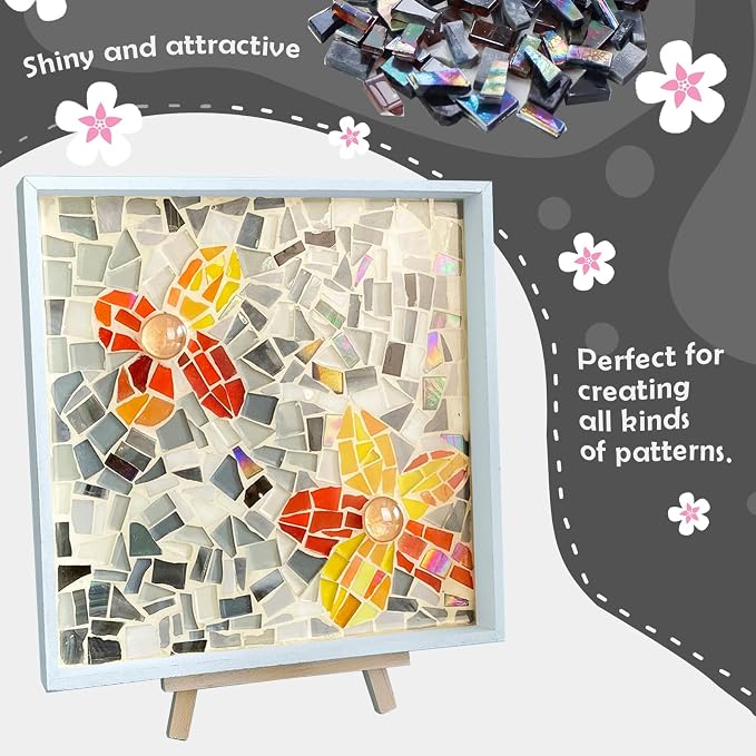 LITMIND Black Mixed Irregular Glass Mosaic Tiles - 9oz Value Pack - Image 3