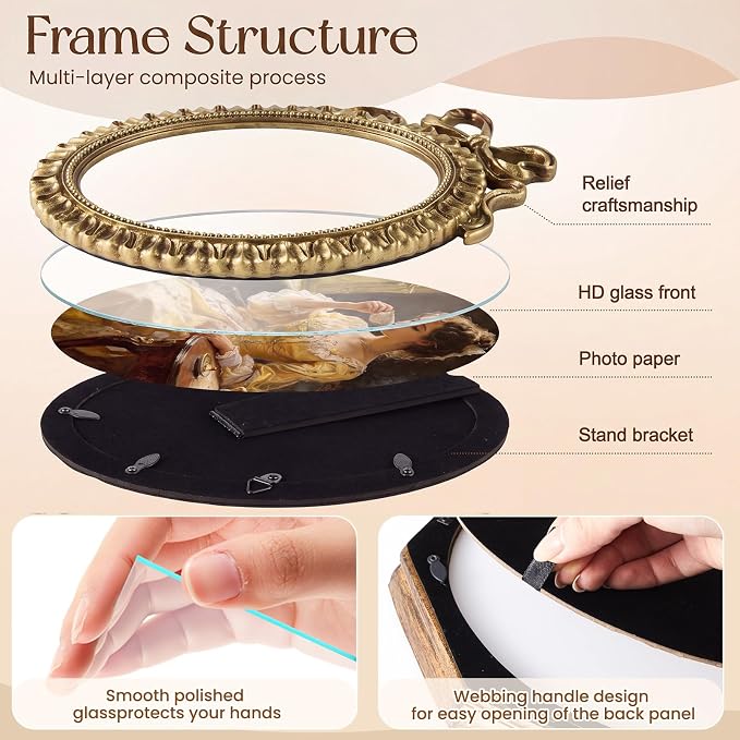 Lineshading 8 Pcs Picture Gold Vintage Gallery Wall Frame Set Antique Resin - Image 3