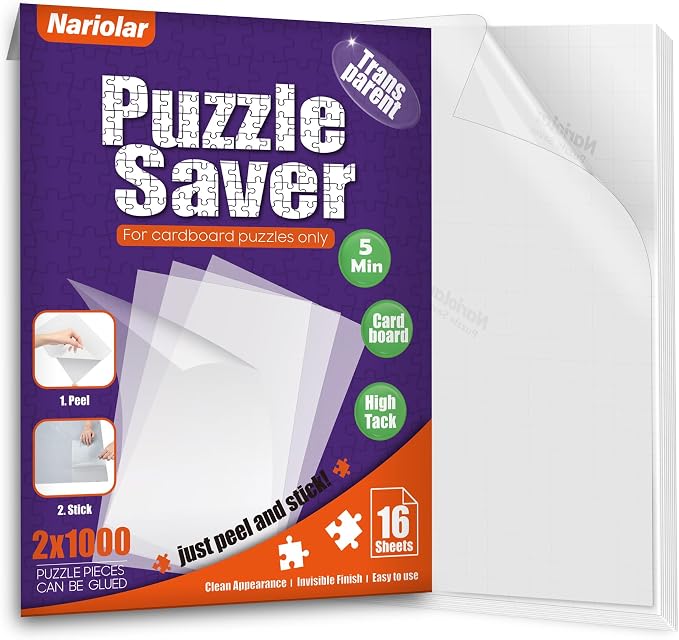 Nariolar Ultra-Adhesion Transparent Puzzle Glue Sheets, 16 Puzzle Saver Sheets by Nariolar