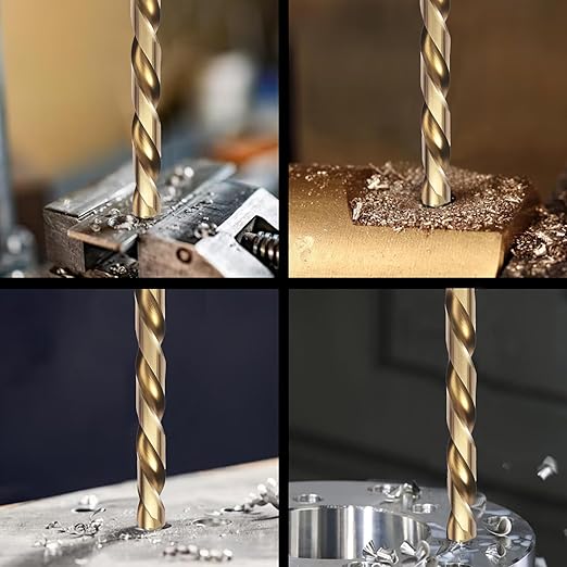 3/16" Cobalt Drill Bit Set (10Pcs), M35 HSS, 135 Degree Tip, Twist Jobber Length for Hardened Metal, Stainless Steel, Cast Iron, Wood, and Plastics, with Index Storage Case