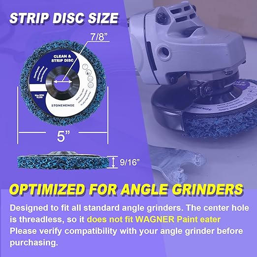 5 PCS - Paint Stripping Wheel Disc Abrasive, Remove Paint Coating Rust Welds Oxidation - Efficient Strip Disc for Metal Surface Preparation & Angle Grinding - (5" x 7/8")