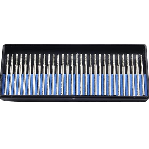 Drilax 30‑Piece 2mm Diamond Drill Bit Set – 1/8″ Shank Compatible with Dremel Tools for Glass, Sea Glass, Stone & Jewelry