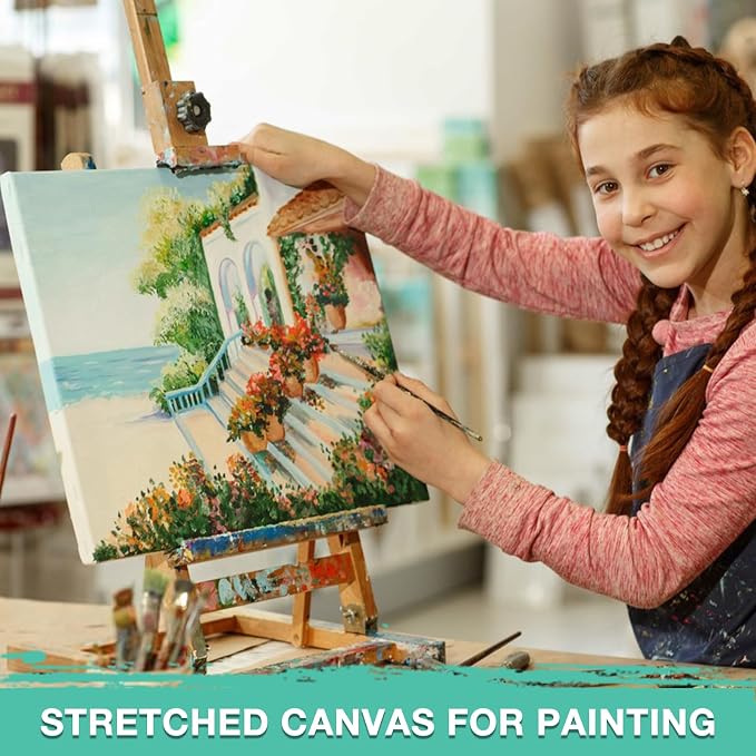 ESRICH Stretched Canvas for Painting, 16 Pack 8x8 Square Canvases for Painting - Image 6