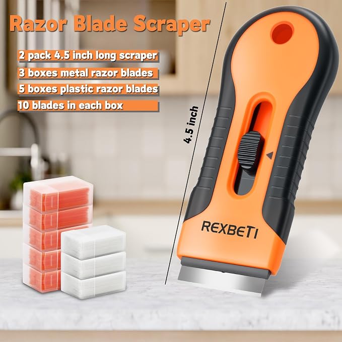 REXBETI Razor Blade Scraper Tool, 2 Pack Razor Scraper Set - Image 4