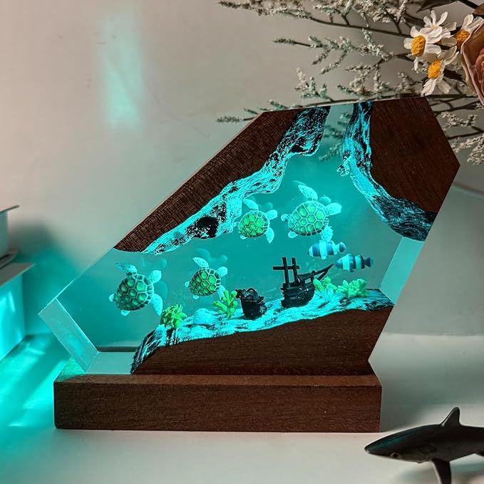 Sea Turtle Ocean Resin Lamp, Handmade Resin Night Light - Image 6