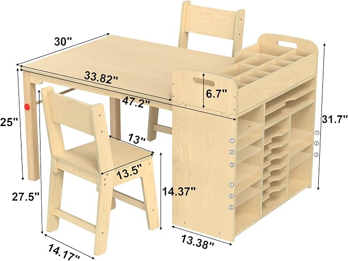 GDLF Kids Art Table and Chairs Set, Craft Desk - Image 4