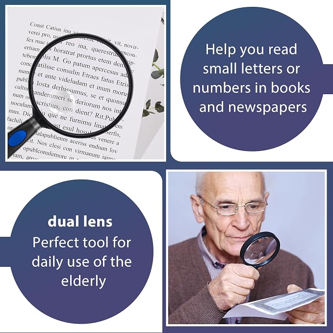 Feosky Handheld Reading Magnifier, 10X Magnifier, 75mm Shatterproof Lens - Image 3