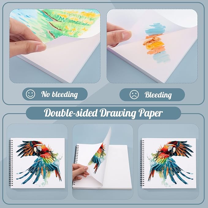 3 Pack Marker Paper Pad, 8.3×8.9in Double Sided Bleedproof Sketch Pad, - Image 5