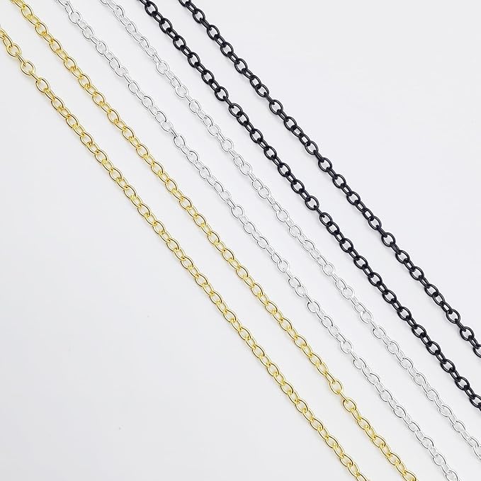60 Feet Metal Iron Necklace Chains 3mm Bulk Curb Link Chain - Image 4