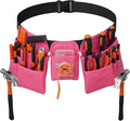 19 Pocket Tool Belts - Gardening Belt with Quick Release Buckle,Adjustable Utility Belt,Work Apron for Men and Women,for Gardening,Electrician,Carpenter,Construction Tool Belt,Gifts (Pink)