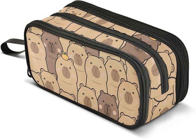 Cute Capybara with Orange Pencil Case Box Boys Girls Large Pencil Pouch Zipper by BOENLE-WELCOMEYOURCOMING