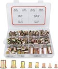 SAE Rivet Nut Kit, 220PCS Rivet Nuts Assortment Kit, Rivnut Kit, Nutsert Kit, Rivnuts Nutserts Kit, Flat Head 6-32 8-32 10-32 10-24 1/4-20 3/8-16 5/16-18 1/2-13