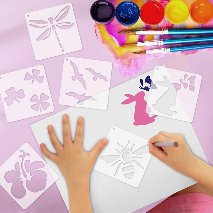 72 Pcs Botanical Stencils Set, Reusable Butterfly & Flower Painting Templates - Image 7