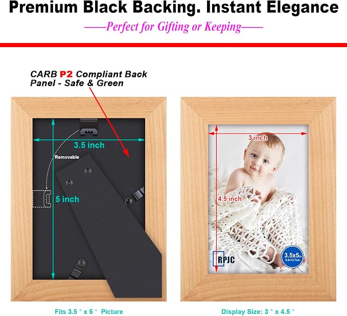 RPJC 3.5x5 inch Picture Frame Made of Solid Wood High Definition Glass - Image 8