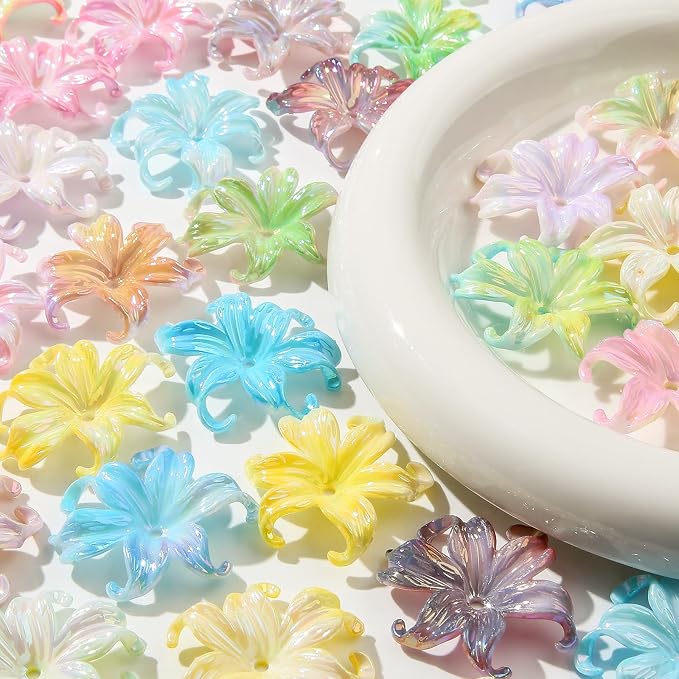 40pcs Flower Shape Beads Ab Color Cloud Bead Color Lily Beads - Image 3